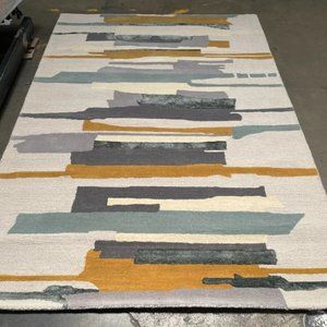 5'3" x 7'6" Feet Wool Handmade Beige Gold Grey Modern Soft Plush Thick Area Rug
